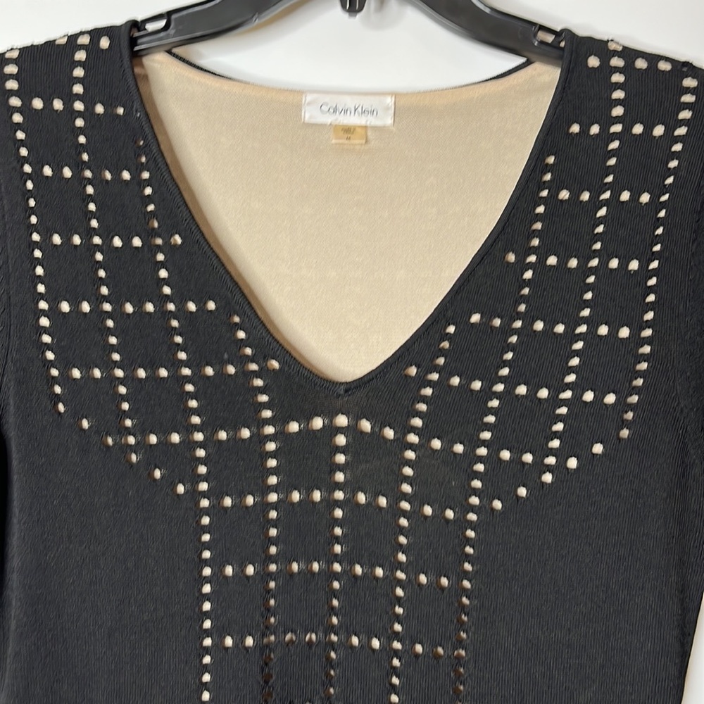 Calvin Klein Peek a Boo Cut Out Knit Long Sleeve Dress MEDIUM - Picture 4 of 7